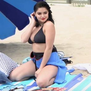 Ariel Winter kneeling in bikini