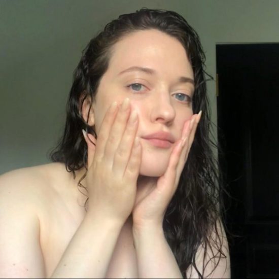 Kat Dennings beautiful face cleaning